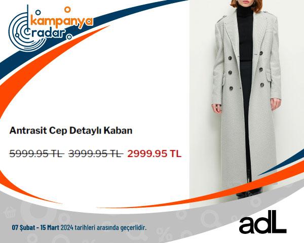 AdL Antrasit Cep Detaylı Kaban