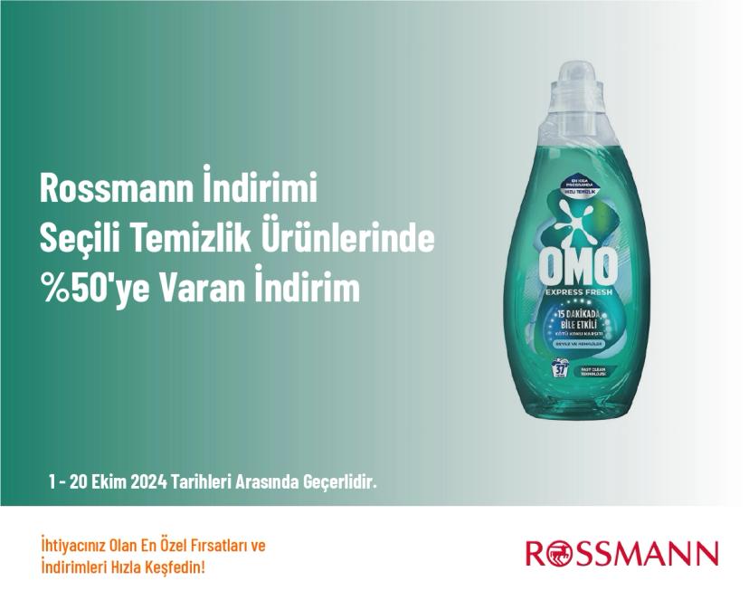 Rossmann İndirimi - Seçili Temizlik Ürünlerinde %50'ye Varan İndirim