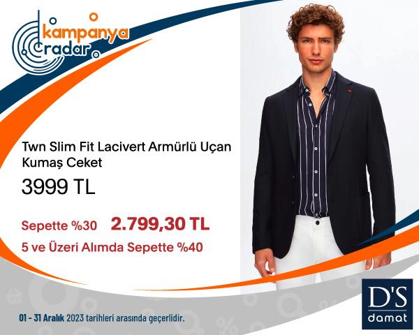 Dsdamat Twn Slim Fit Lacivert Armürlü Uçan Kumaş Ceket İndirimi