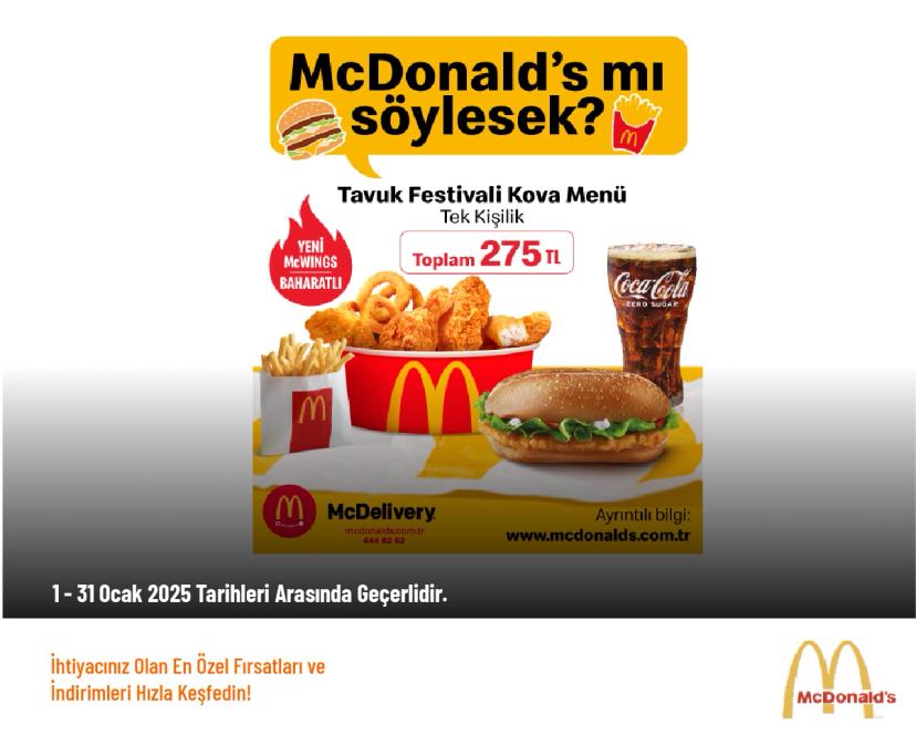 McDonald’s İndirimi - Tavuk Festivali Kova Menü Sadece 275 TL