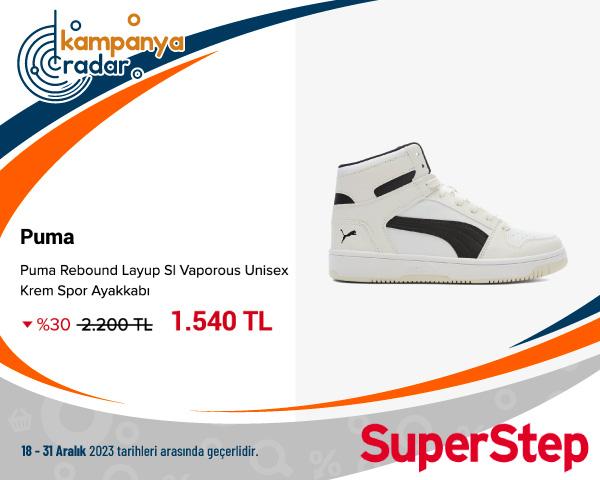 Puma Rebound Layup Sl Vaporous Unisex Krem Spor Ayakkabı İndirimi