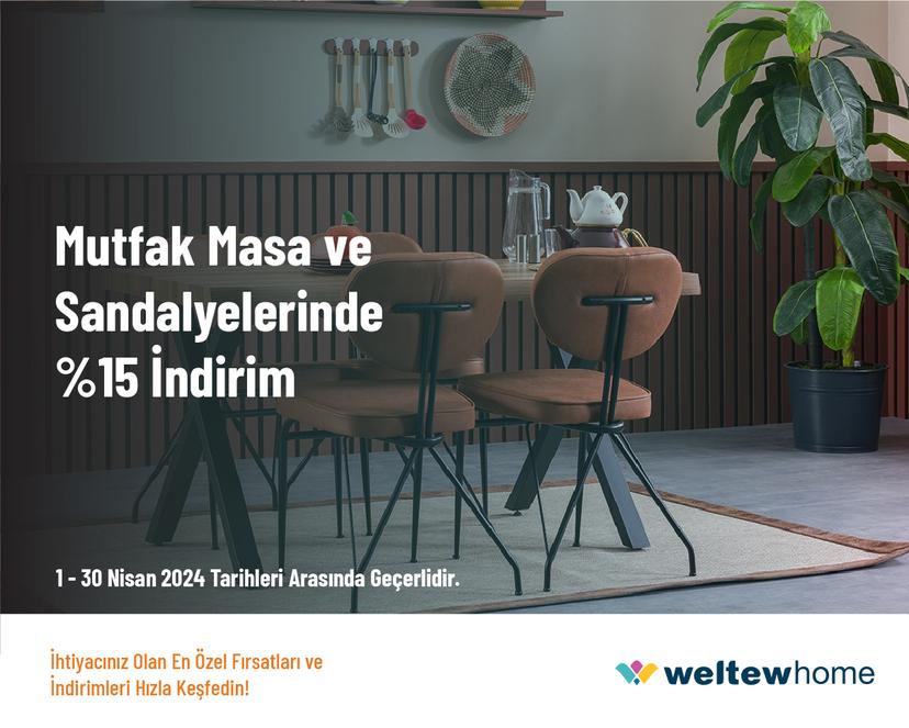 Mutfak Masa ve Sandalyelerinde %15 İndirim