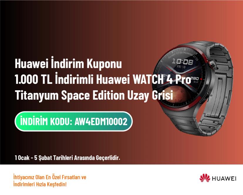 Huawei İndirim Kuponu - 1.000 TL İndirimli Huawei WATCH 4 Pro Titanyum Space Edition Uzay Grisi