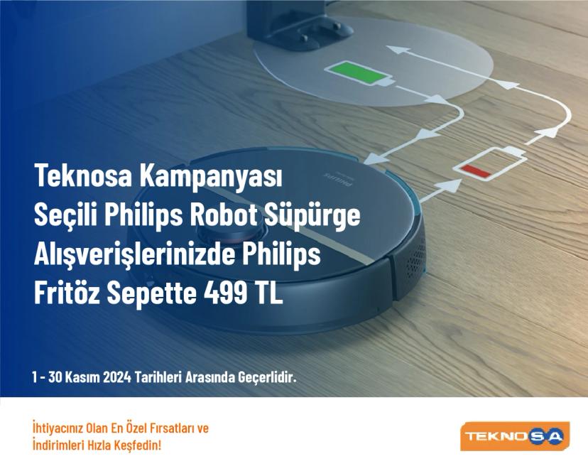 Teknosa Kampanyası - Seçili Philips Robot Süpürge Alışverişlerinizde Philips HD9867/90 Fritöz Sepette 499 TL