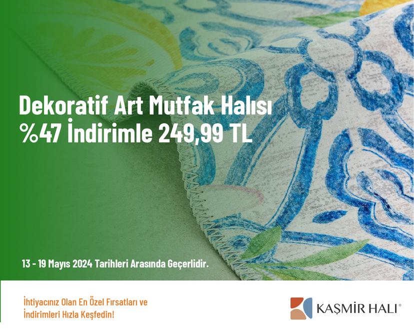 Dekoratif Art Mutfak Halısı %47 İndirimle 249,99 TL