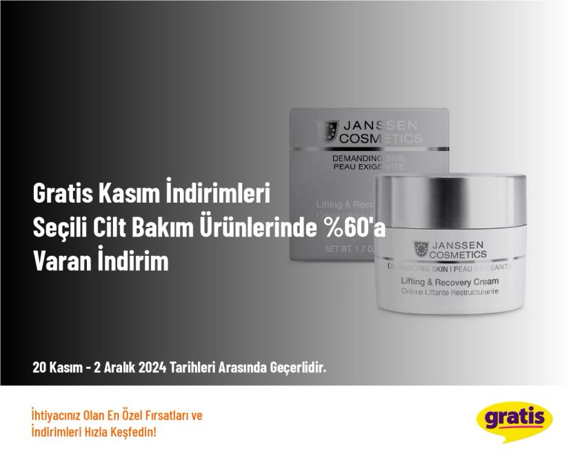 Gratis Kasım İndirimleri - Seçili Cilt Bakım Ürünlerinde %60'a Varan İndirim