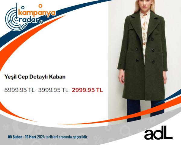 AdL Life Yeşil Cep Detaylı Kaban