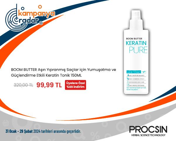 BOOM BUTTER Aşırı Yıpranmış Saçlar için Yumuşatma ve Güçlendirme Etkili Keratin Tonik 150ML