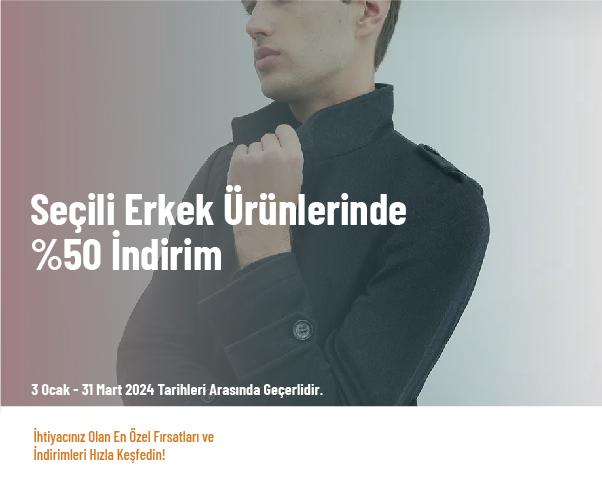 Seçili Erkek Ürünlerinde %50 İndirim