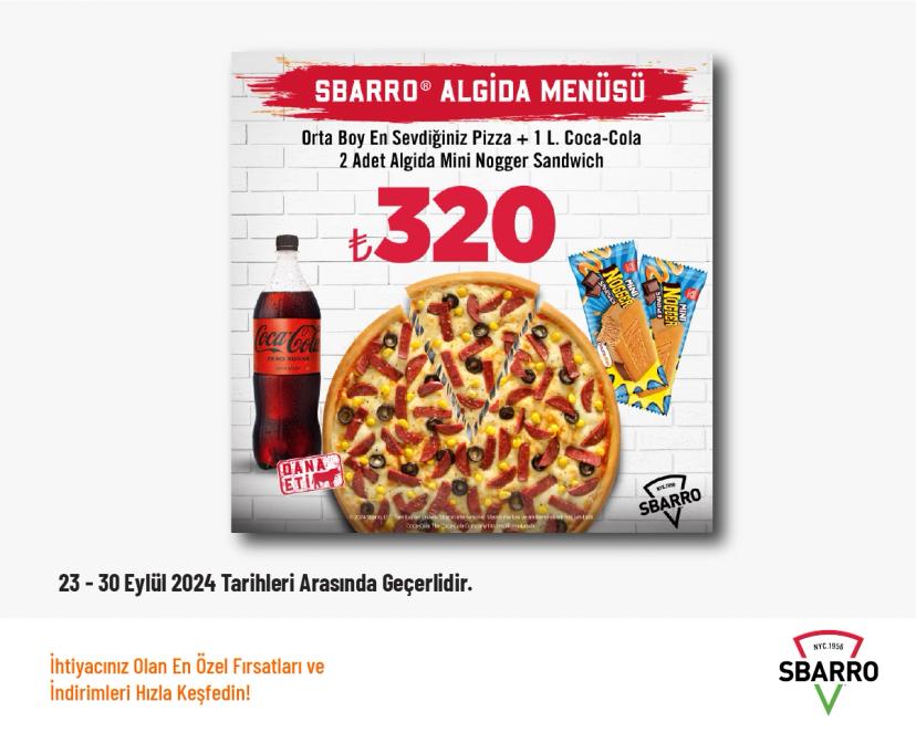 Sbarro Kampanyası - Algida Menüsü 320 TL'den Başlayan Fiyatlarla