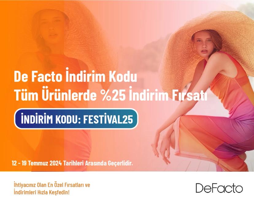 De Facto İndirim Kodu - Tüm Ürünlerde %25 İndirim Fırsatı