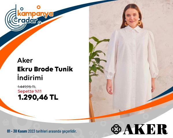 Aker Ekru Brode Tunik İndirimi