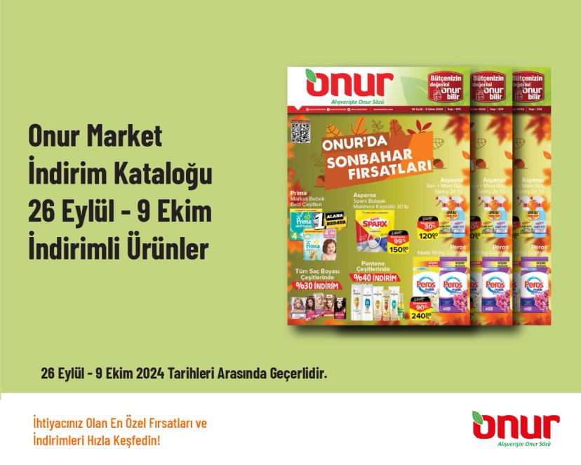 Onur Market İndirim Kataloğu - 26 Eylül - 9 Ekim İndirimli Ürünler