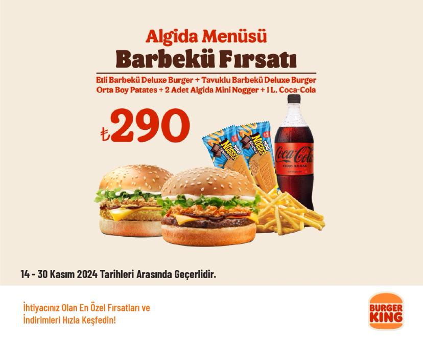 Burger King İndirimi - Algida Dondurmalı 2'li Menüler 290 TL'den Başlayan Fiyatlarla