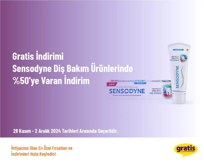 Gratis İndirimi - Sensodyne Diş Bakım Ürünlerinde %50'ye Varan İndirim