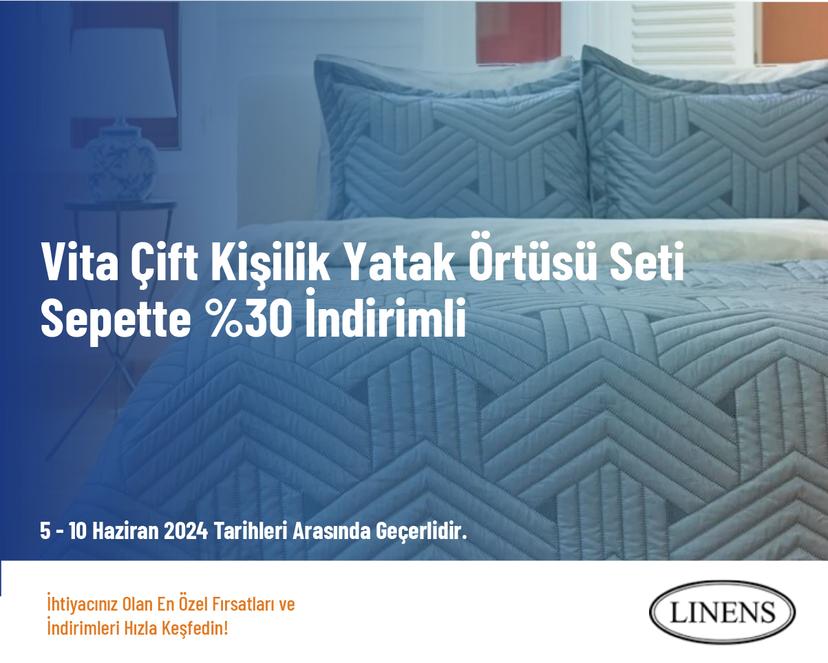 Vita Çift Kişilik Yatak Örtüsü Seti Sepette %30 İndirimli