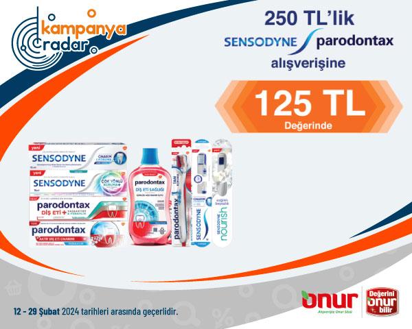 250 TL 'LİK SENSODYNE VE PARODONTAX ALIŞVERİŞİNE 125 TL DEĞERİNDE PUAN